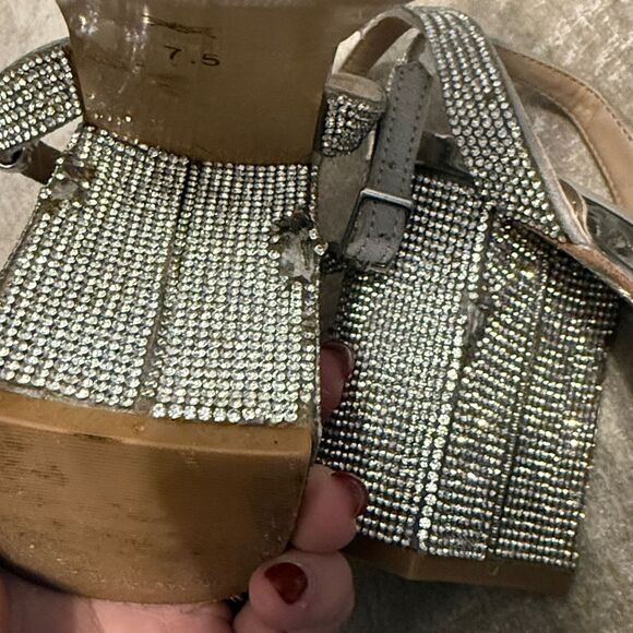 BCBGeneration Shimmering Silver Block Heels - Picture 10 of 13